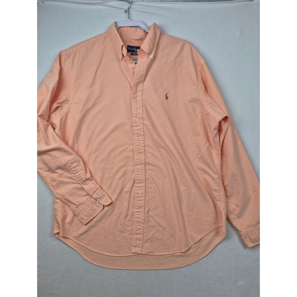 Ralph Lauren Mens XL Classic Fit Oxford Shirt Peach Orange Button Down LS